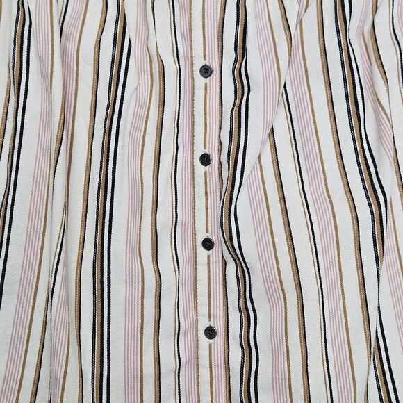OLD NAVY Womens Pink Cream Stripe Wide Strap Stripe Button Cotton Blouse Medium - Picture 3 of 7